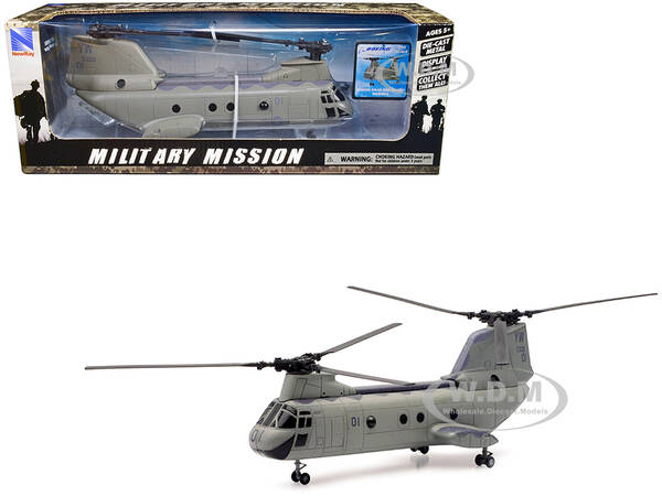 Boeing CH-46 Sea Knight Helicopter Olive Drab United States Marines Military Mission Series 1/55 Diecast Model by New Ray