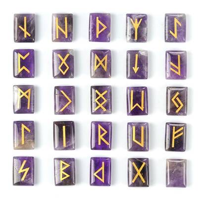 Rectangle Natural Amethyst Rune Stones