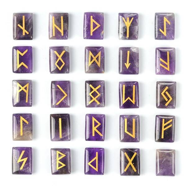 Rectangle Natural Amethyst Rune Stones