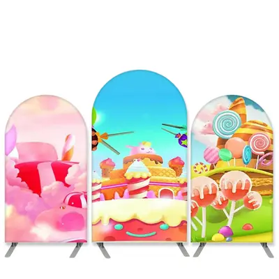 Aperturee Sweet Candy Land Theme Birthday Arch Backdrop Kit Banner | Diy Round Arch Backdrop | Wedding Arch Backdrop | Chiara...