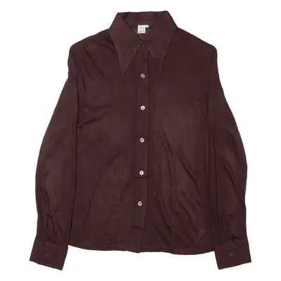 Womens Plain Shirt Brown Long Sleeve M