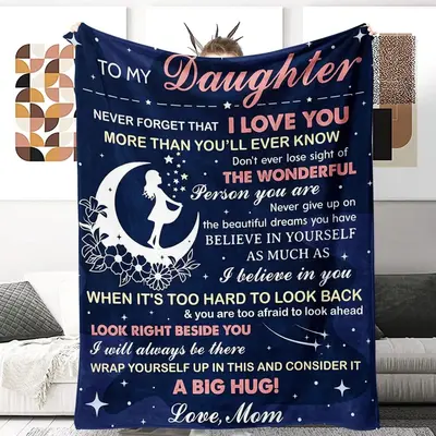 To My Daughter Themed Blanket, 1 Count Soft Air-conditioned Room Throw, Warm Nap Blanket for Home & Office