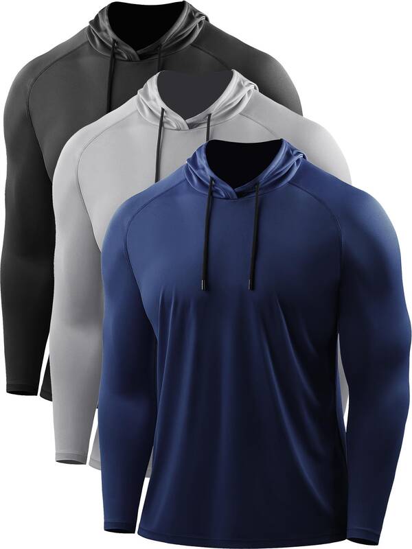 CADMUS Men's  Workout Long Sleeve Fishing shirts UPF 50 Sun Protection Dry Fit Hoodies