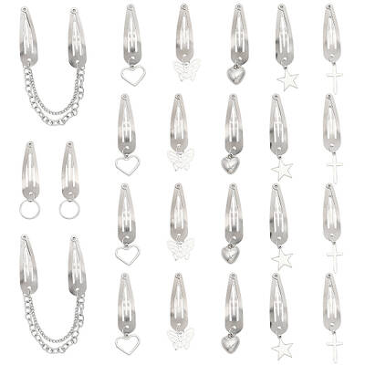 24Pcs 7 Style Iron Snap Hair Clips
