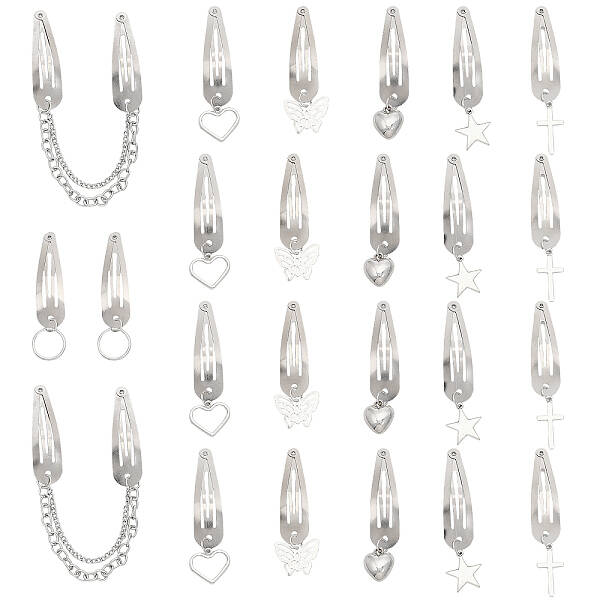 24Pcs 7 Style Iron Snap Hair Clips