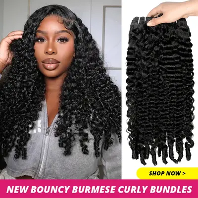 Burmese Curly Hair Bundles Quick Weave Extensions Human Hair Weave Bundles For Black Women Spiral Curly End Human Hair Extens...