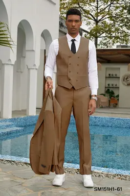 Stacy Adams Men's Hybrid 3-Piece Suit with Double-Breasted Vest