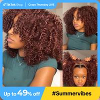 【Zakaiyah B.】ISEE Wear Go Kinky Curly Reddish Brown Color Glueless Human Hair 6*4 Lace Closure Wig Beginner Friendly Gift...