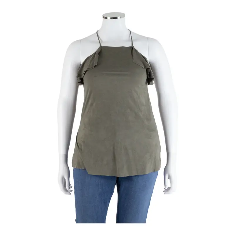 ZARA W/B Collection Faux Suede Grey Sleeveless Top Womens M