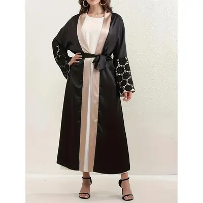 Long-sleeved Loose Open Cardigan with Lace Cuff And Belt