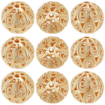 20Pcs Brass Filigree Beads