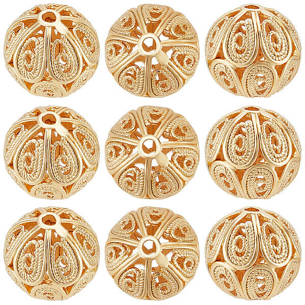 20Pcs Brass Filigree Beads