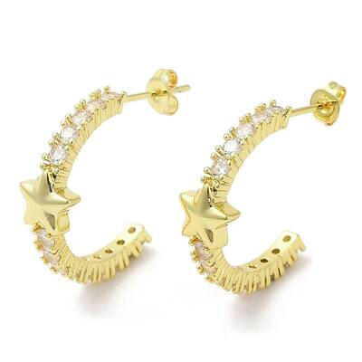 Clear Cubic Zirconia Arch with Star Stud Earrings