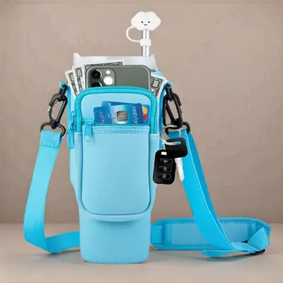 Water Bottle Carrier Bag with Phone Pocket for Stanley Cup 40 Oz, Water Bottle Holder Adjustable Strap Stanley Cup Accessorie...