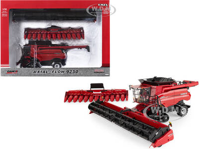 Case IH Axial Flow 9250 Combine Red with Corn Head and Draper Head Case IH Agriculture Series Prestige Collection 1/32 Diecas...