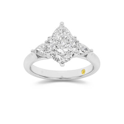 Lumina Three Stone Pear Shape Lab Grown Diamond Engagement Ring | 18K White Gold 1 7/8 CT. TW.