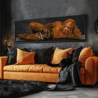 Sasquatch & Raccoon Pattern Canvas Poster without Frame, 1 Count Fashion Bigfoot Wall Art, Wall Decor for Home Living Room Be...