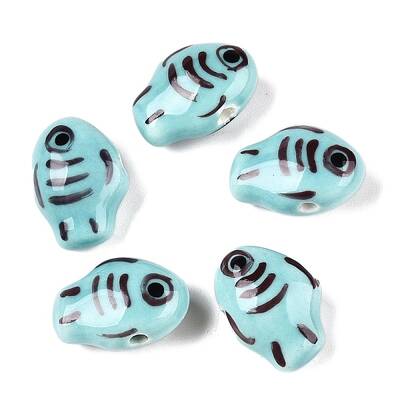Handmade Printed Porcelain Beads Strand