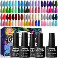 JEWHITENY 45 Pcs Gel Nail Polish Kit, Soak off Nail Lamp Gel Polish Starter Kit with 2pcs Glossy & Matte Top Coat and 2pcs Ba...