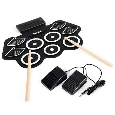 Garvee Electric Drum Set 9 Pads, Portable Electronic Drum Kit, Roll Up Practice Drum Pad with Headphone Jack, Pedals & Sticks...