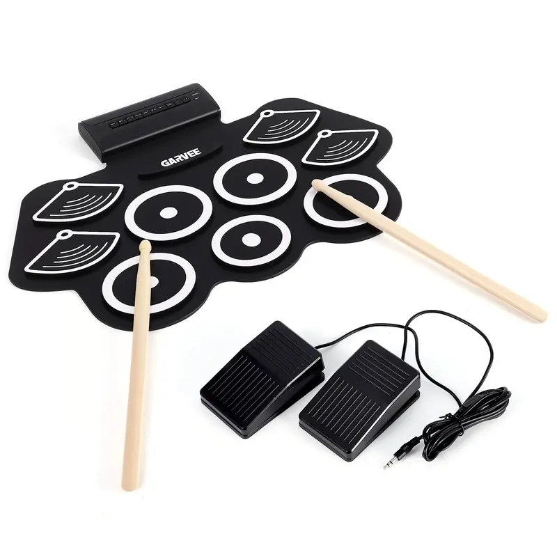 Garvee Electric Drum Set 9 Pads, Portable Electronic Drum Kit, Roll Up Practice Drum Pad with Headphone Jack, Pedals & Sticks...