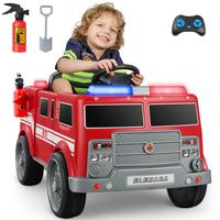 12V Ride on Fire Truck, Ride on Car for Kids,Electric Ride on Toys Car w/Parent Remote Control,Siren Call,walkie-talkies, Fla...
