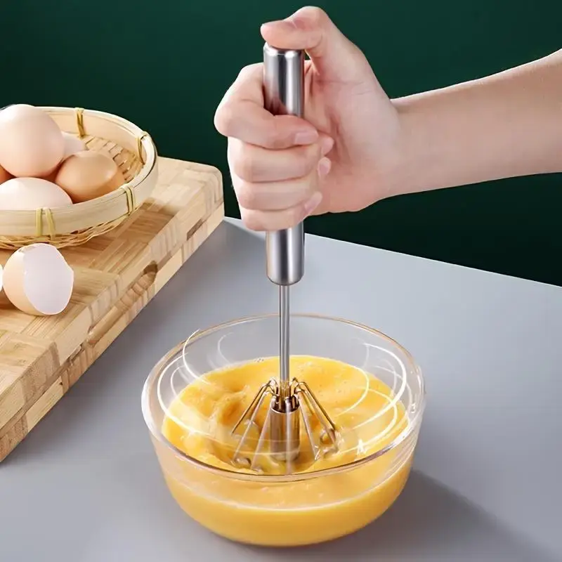 Stainless Steel Egg Beater, 1 Count Handheld Egg Mixer, Egg Whisk, Kitchen Baking Mixer Tools