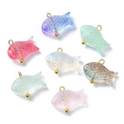 Transparent Spray Painted Glass Pendents