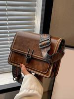 Women's Embroidered Pu Leather Crossbody Bag with Ethnic Pattern Strap, Retro Stylish Fashionable Crossbody Bag, Chic All-mat...