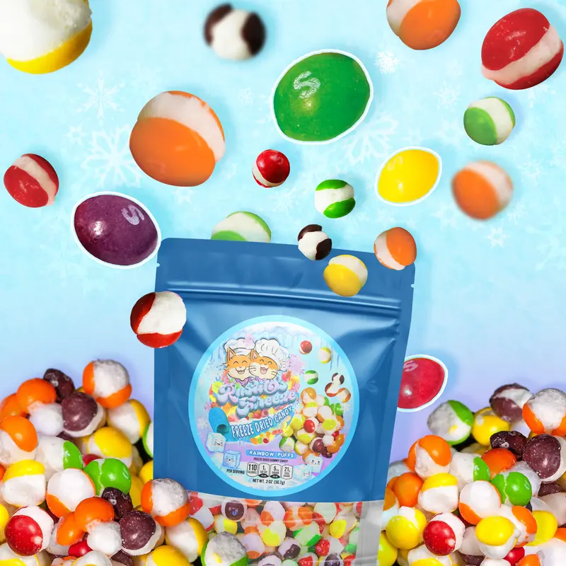 Freeze Dried Rainbow Puffs freezedriedsour candy freeze dried viral freeze