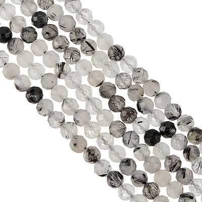 2 Strands Natural Black Rutilated Quartz Beads Strands