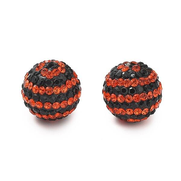 Halloween Theme Stripe Pattern Polymer Clay Rhinestone Beads