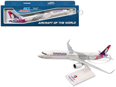 Airbus A321neo Commercial Aircraft Hawaiian Airlines (N202HA) White with Graphics (Snap-Fit) 1/150 Plastic Model by Skymarks