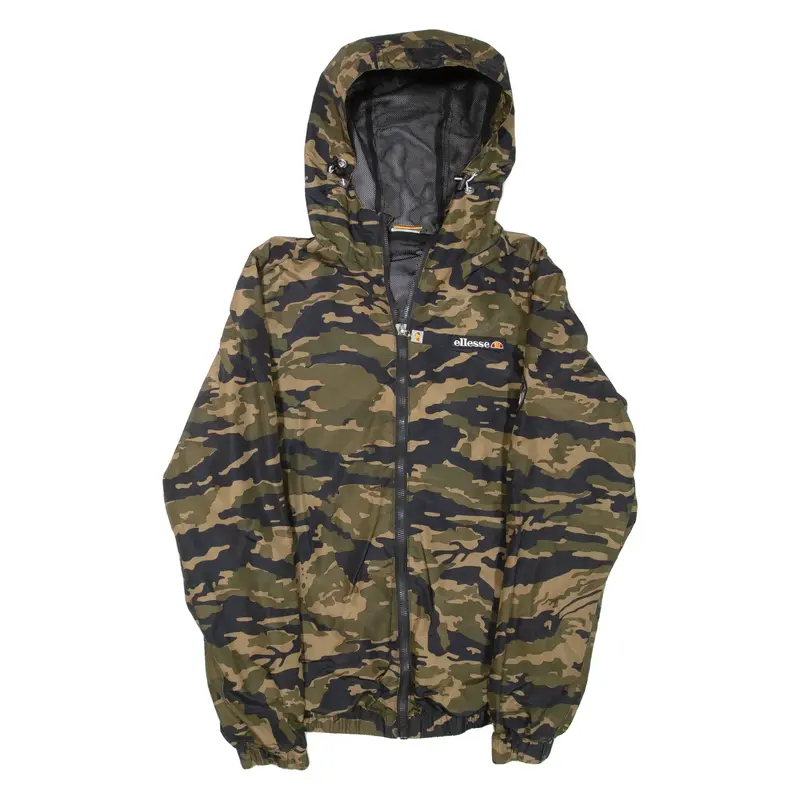 ELLESSE Mens Jacket Green Hooded Camouflage L