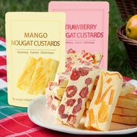 Korean Style Mango & Strawberry Nougat Stretchy Custards K-Snack Stretchy, Taste Like Creamy Cheese, 100g Fruity per bag, Mil...