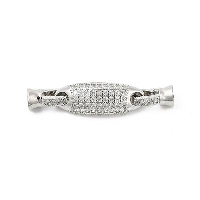 Brass Micro Pave Cubic Zirconia Fold Over Clasps