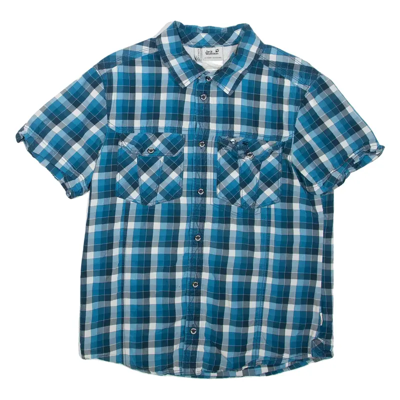 JACK WOLFSKIN Boys Shirt Blue Check L