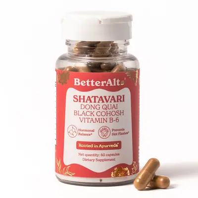 BetterAlt Menopause Capsules | Shatavari, Dong Quai, Black Cohosh & Vitamin B-6 | Supports Women Metabolism & Hormonal Health...