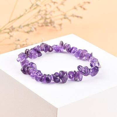 Valentines Day for Lovers Ideas Amethyst Chips Stretch Bracelets