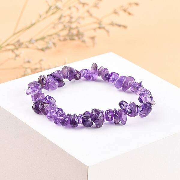 Valentines Day for Lovers Ideas Amethyst Chips Stretch Bracelets