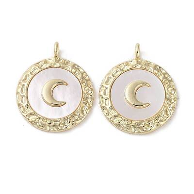 Brass Micro Pave Clear Cubic Zirconia with Shell Pendants