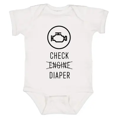Check Engine Baby Onesie, Funny Diaper Cute Baby Neutral Clothing, Baby Clothes Girl