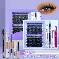 Natural Look Eyelash Extensions Kit, 1 Set Individual False Eyelashes with Lash Glue & Tweezers & Remover & Brush, Eye Makeup...