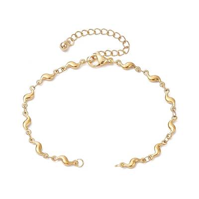 304 Stainless Steel Wave Link Chain Bracelet Making