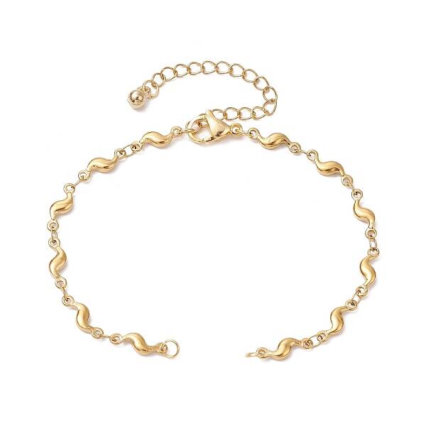 304 Stainless Steel Wave Link Chain Bracelet Making
