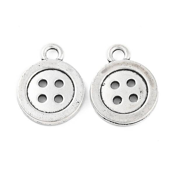 4-Hole Button Tibetan Style Zinc Alloy Charms