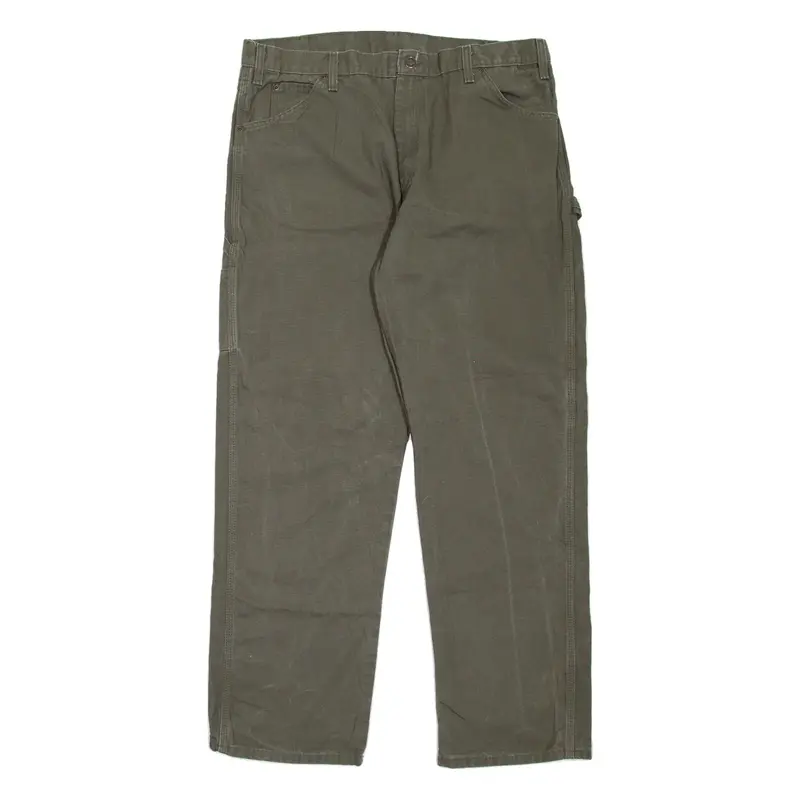 DICKIES Carpenter Workwear Mens Jeans Green Regular Straight W38 L32