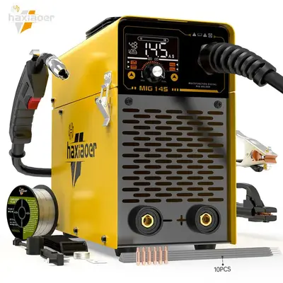 Haxiaoer MIG145A Portable Welder, 3-in-1 MIG/Lift TIG/Stick Welder Machine ,110V Flux Core MIG Welder Machine, IGBT Inverter ...