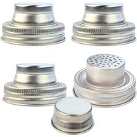 4 Pack of Stainless Steel Mason Jar Shaker Lids Caps for Cocktail Dredge Flour Mix Spices Sugar  Salt Peppers and More or Sha...