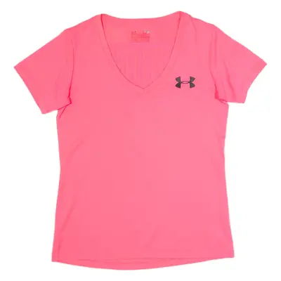 UNDER ARMOUR Womens T-Shirt Pink V-Neck S